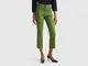 Benetton, Pantaloni Cropped Cinque Tasche, Verde Militare, Donna