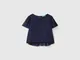 Benetton, Blusa Con Dettagli Plissé, Blu Scuro, Bambini