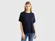 Benetton, T-shirt In Viscosa Sostenibile Stretch, Blu Scuro, Donna