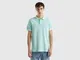 Benetton, Polo Regular Fit 100% Cotone Bio, Verde Acqua, Uomo