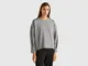 Benetton, Felpa Leggera In Misto Cotone E Modal®, Grigio Chiaro, Donna