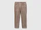 Benetton, Pantaloni Slim Fit In Ciniglia, Tortora, Bambini