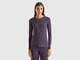 Benetton, Maglietta In Misto Cotone Stretch, Blu Scuro, Donna