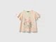 Benetton, T-shirt Con Stampa E Tulle, Pesca, Bambini