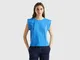 Benetton, T-shirt Con Manica Ad Angelo, Blu, Donna