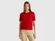 Benetton, Maglia Manica Corta In Pura Lana Merino, Rosso, Donna