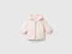 Benetton, Piumino Imbottito Con Orecchie, Rosa Tenue, Bambini