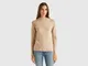 Benetton, Maglione In Misto Cashmere, Cammello, Donna