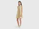 Benetton, Abito Smanicato A Trapezio, Beige, Donna