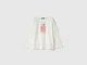 Benetton, Maglietta Regular Fit Con Stampa, Bianco Panna, Bambini