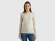 Benetton, T-shirt Con Scollo A Barchetta 100% Cotone, Beige, Donna