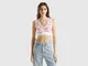 Benetton, Top Bra Bianco Con Pattern Banane, Bianco, Donna