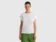 Benetton, Maglietta Comfort Fit, Bianco, Donna