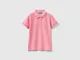 Benetton, Polo Manica Corta In Cotone Biologico, Rosa, Bambini