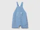 Benetton, Salopette Vichy In Puro Cotone, Blu, Bambini