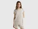 Benetton, T-shirt Fluida A Manica Corta Con Pizzo, Beige, Donna