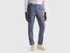 Benetton, Chino In Chambray Slim Fit, Grigio, Uomo