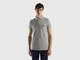 Benetton, Polo Grigio Mélange Slim Fit, Grigio Chiaro, Uomo