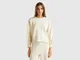 Benetton, Felpa Leggera In Misto Cotone E Modal®, Bianco Panna, Donna