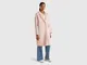 Benetton, Cappotto Midi In Misto Lana, Rosa, Donna