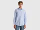 Benetton, Camicia Slim Fit A Righe, Blu Chiaro, Uomo