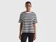 Benetton, T-shirt A Righe Comfort Fit, Nero, Donna