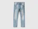 Benetton, Jeans Slim Fit Cinque Tasche, Celeste, Bambini