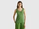 Benetton, Canotta In Puro Lino, Verde Militare, Donna