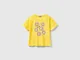 Benetton, T-shirt Manica Corta Con Stampa, Giallo, Bambini