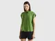 Benetton, Camicia Boxy Fit In Puro Lino, Verde Militare, Donna