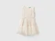 Benetton, Vestito Corto In Tulle, Bianco Panna, Bambini