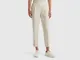 Benetton, Pantaloni Regular Fit In Puro Lino, Beige, Donna