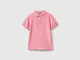 Benetton, Polo Slim Fit 100% Cotone Bio, Rosa, Bambini