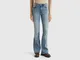 Benetton, Jeans A Zampa In Misto Cotone Riciclato, Blu, Donna