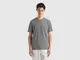 Benetton, T-shirt Rigata In Misto Lino, Blu Scuro, Uomo