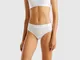 Benetton, Slip Fianco Alto In Cotone Bio Stretch, Bianco, Donna