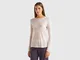 Benetton, T-shirt In Misto Viscosa E Lana, Rosa Tenue, Donna