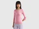 Benetton, T-shirt Con Scollo A Barchetta 100% Cotone, Rosa Pastello, Donna