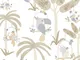 Noordwand Carta Parati Mondo baby Animals Birds Trees Bianco e Beige