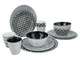 Bo-Camp Set di Stoviglie 16 pz Mix & Match in Melamina Nero e Bianco