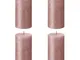 Bolsius Candele Pilastro Rustiche Shimmer 6 pz 130x68 mm Rosa