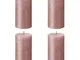 Bolsius Candele Pilastro Rustiche Shimmer 4 pz 130x68 mm Rosa