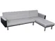 vidaXL Divano Letto a Forma di L in Tessuto Nero e Grigio