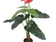 vidaXL Anturium Pianta Artificiale con Vaso 90 cm Rosso e Giallo
