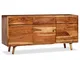 vidaXL Credenza in Legno Massello con Ante Intagliate 160x40x75 cm