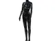 vidaXL Manichino Donna Figura Intera Base in Vetro 175 cm Nero Lucido