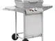 vidaXL Barbecue a Gas con Griglia 2 Fornelli Argento Acciaio Inox