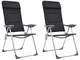 vidaXL Sedie da Campeggio 2 pz in Alluminio Nero 58x69x111 cm