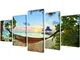 vidaXL 5 pz Set Stampa su Tela da Muro Spiaggia di Sabbia con Amaca 200x100cm