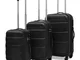 vidaXL Set Trolley Rigidi 3 pz Nero